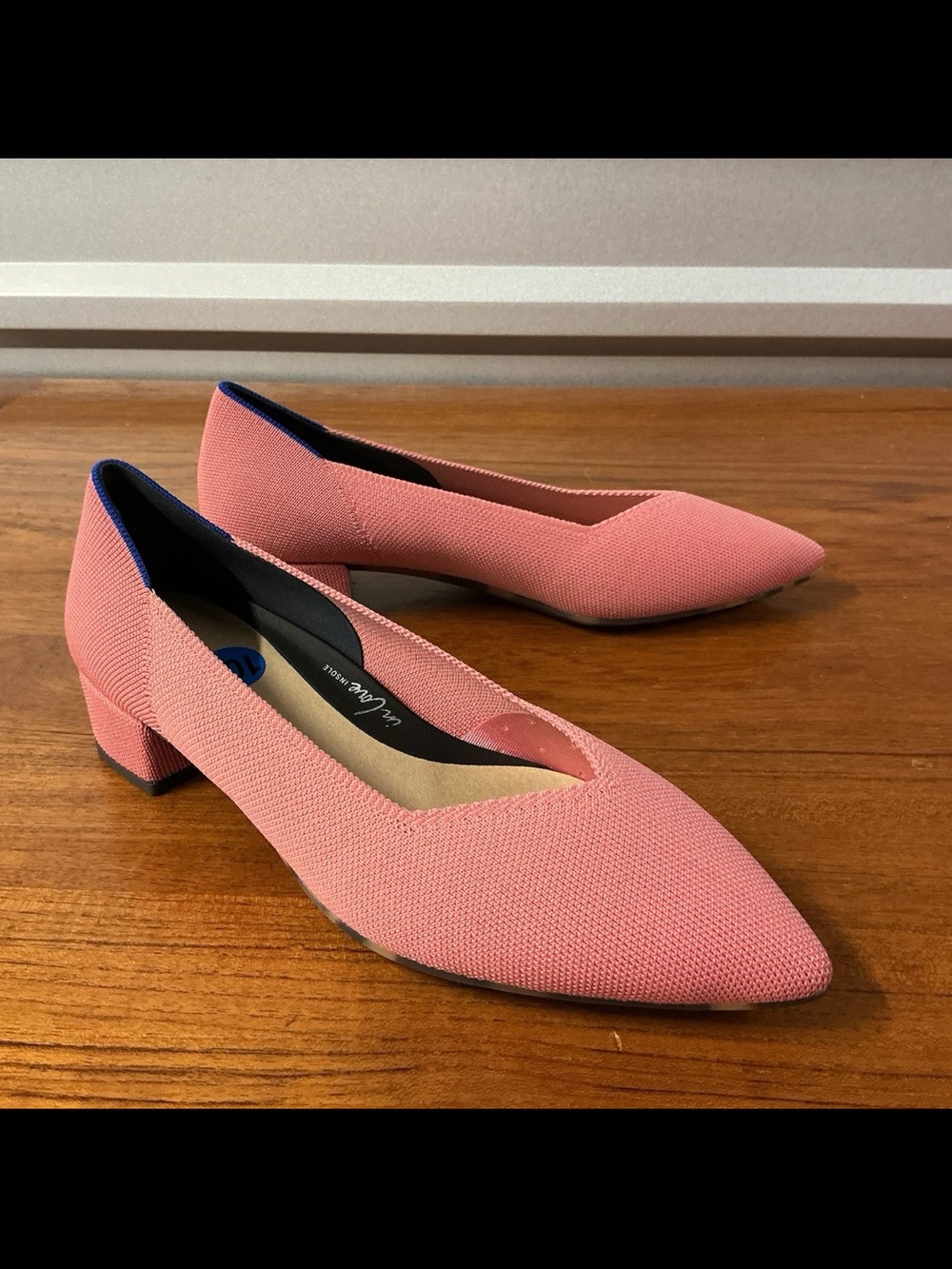 Rothy's Pink Pointed Low Block Heel Pumps